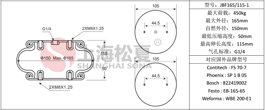 JBF165/115-1橡胶气囊产品图纸