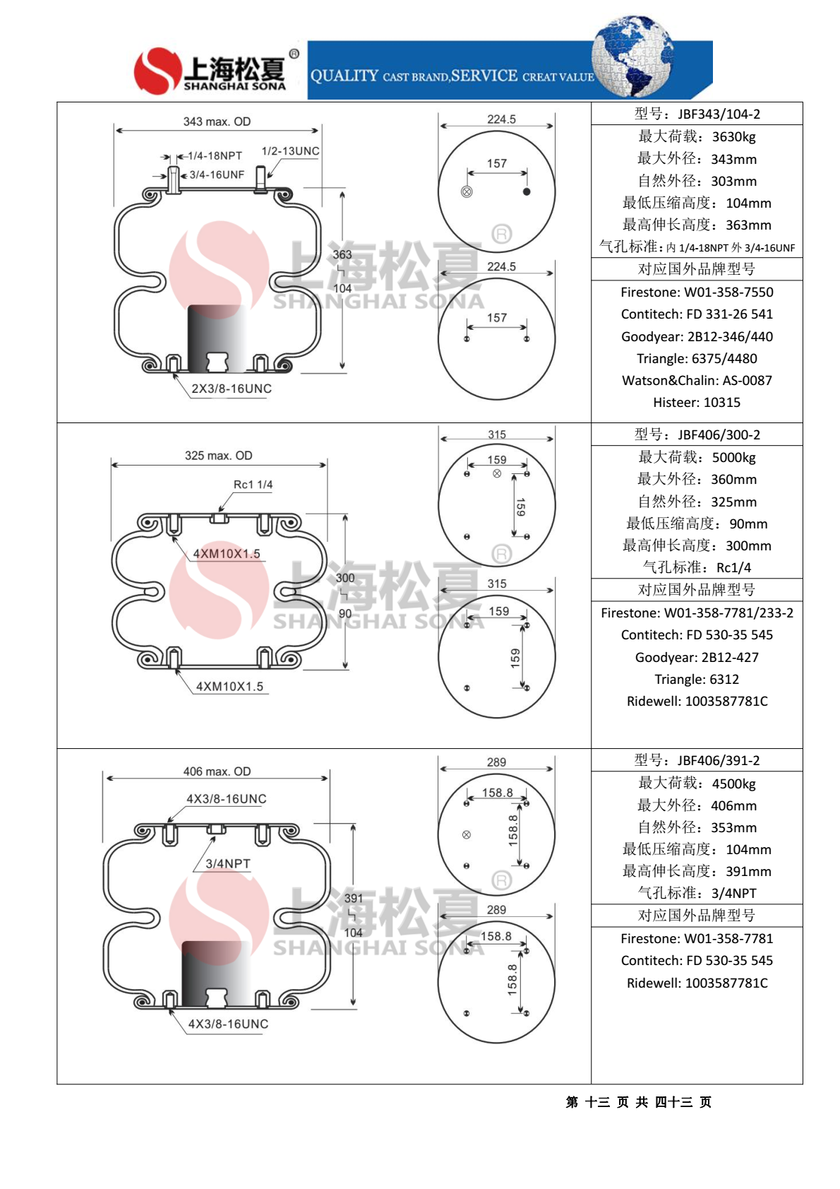 JBF型橡胶气囊图纸样册