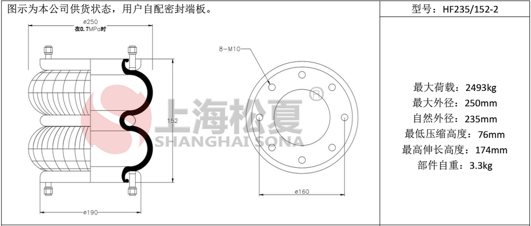 HF235/152-2法兰式橡胶气囊 设备调偏专用