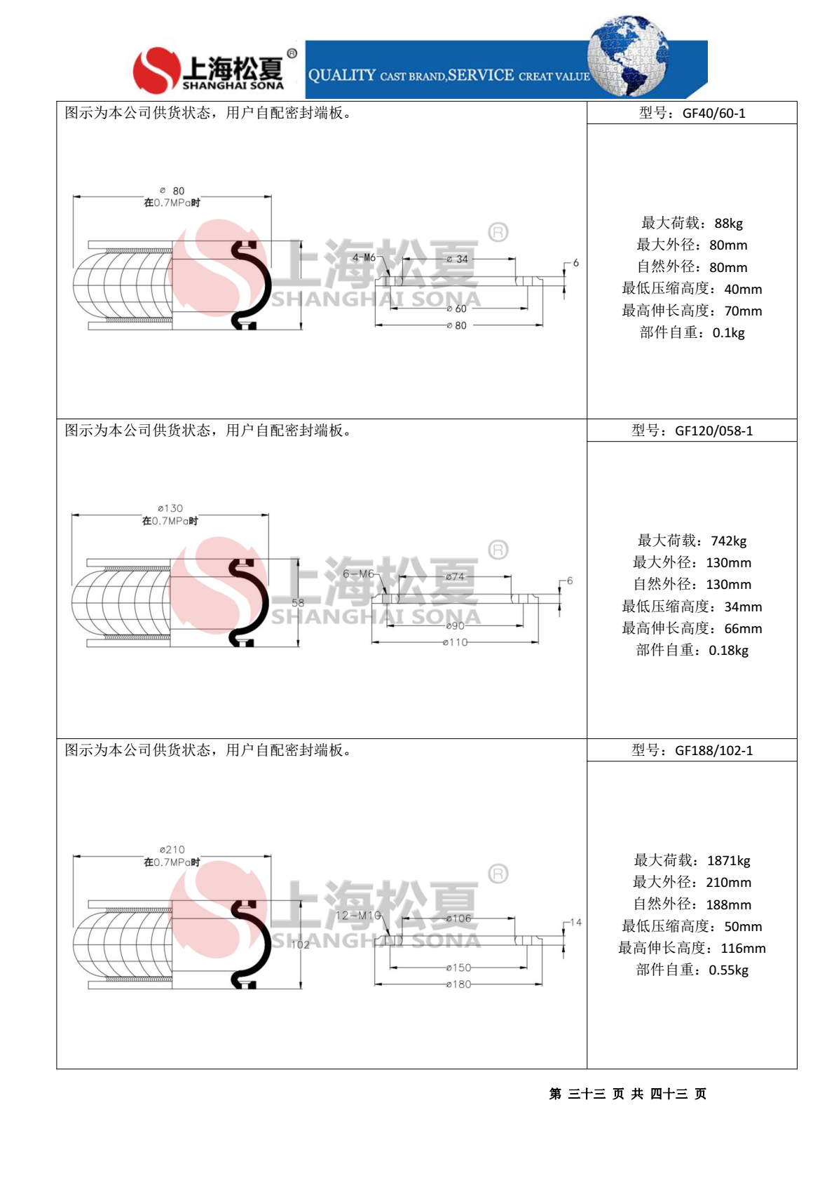 固定式橡胶气囊产品图纸